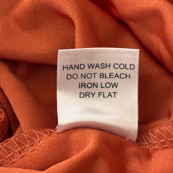 Haute Monde | Orange silky sleeveless deep v-neck midi dress - Picture 12 of 12